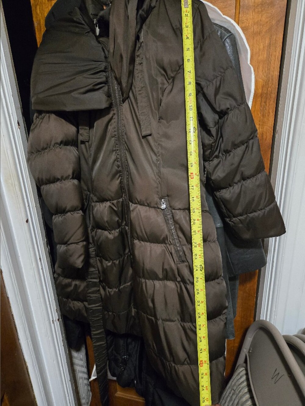 Ladies Chocolate Puffer Coat - Brown - Picture 11 of 12